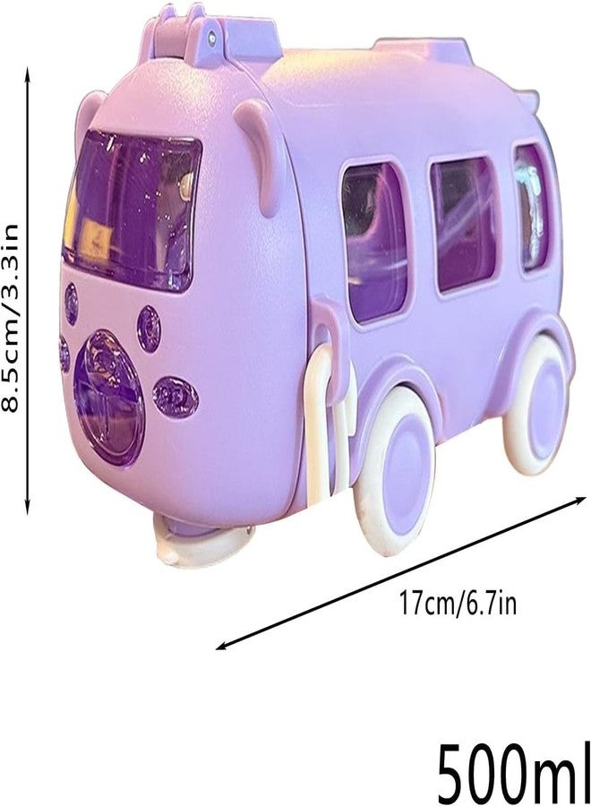 ZOREKI |Bus Water Bottle For Kids With Strap, Sipper, & Straw | Leakproof, Bpa Free With Lock, 500 Ml | Tritan Water Bottle For School Kids | Cute Bus Shaped Water| (PURPLE) - Image 3